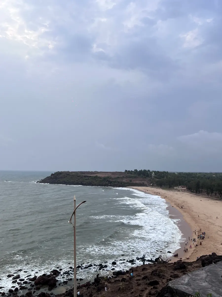 Devgad beach curving round the bay, photographed on our own trip