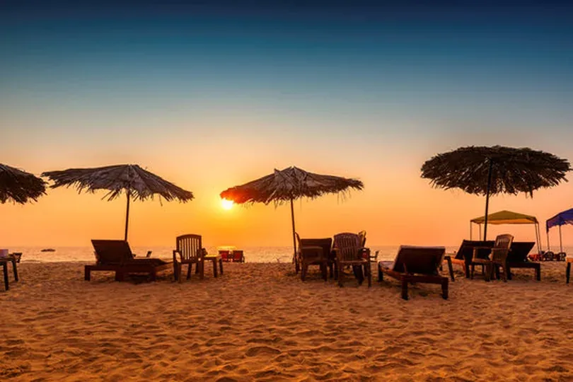 Beach at sunset in Goa