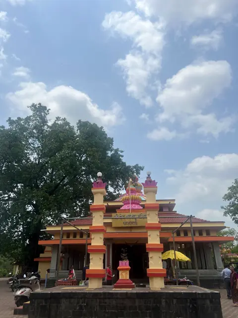 Village temple near Kankavli under a Konkan sky