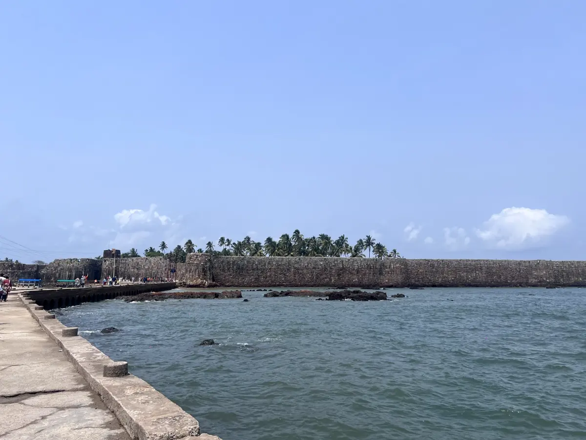 Sindhudurg Fort seen from the Malvan jetty, photographed on our own trip