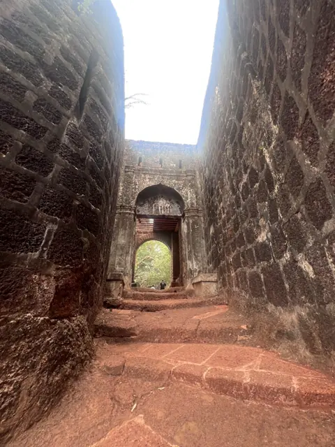 Laterite stone passage inside Vijaydurg Fort